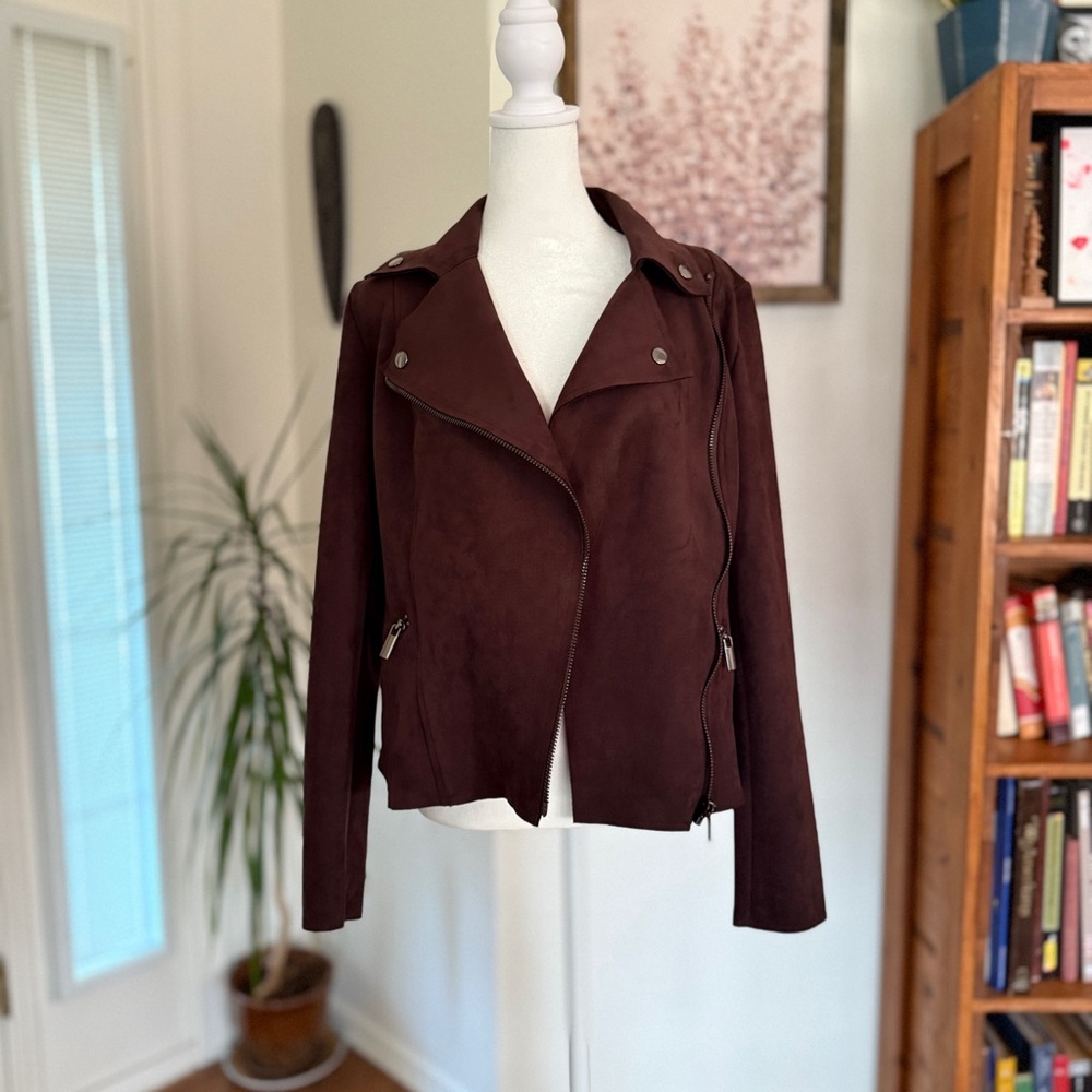 Kut From The Kloth Faux Suede Moto Jacket – Brown – Size Small